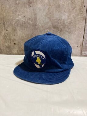 Vintage 1970’s Hubbard Farming Blue Corduroy Cap with Duck Patch- Trucker Hat